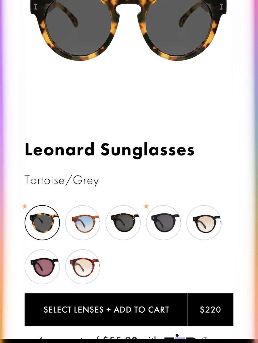 Illesteva Tortoiseshell Round Sunglasses with Dark Green Lenses